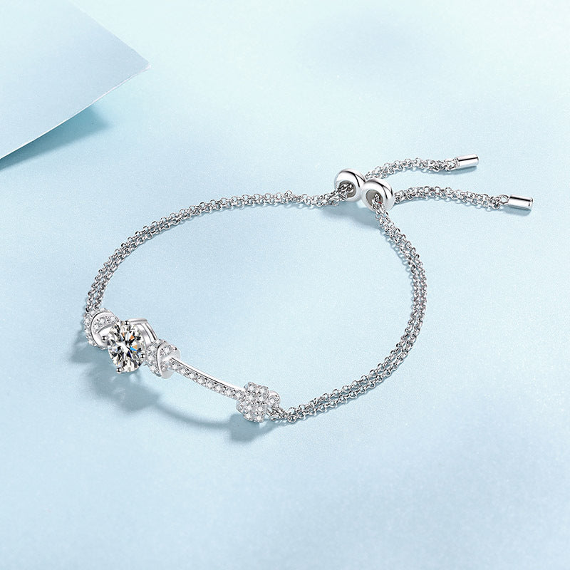 Solarii Moissanite Round Cut 925 Sterling Silver Bracelet