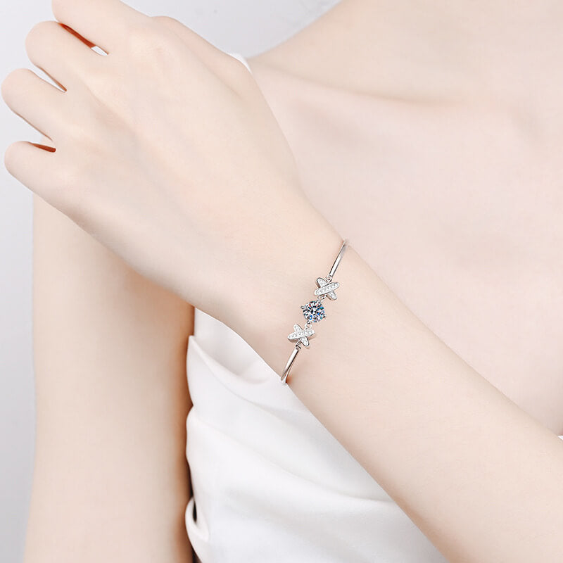 Gorgeous round cut moissanite bracelet, rhodium plated, 925 sterling silver