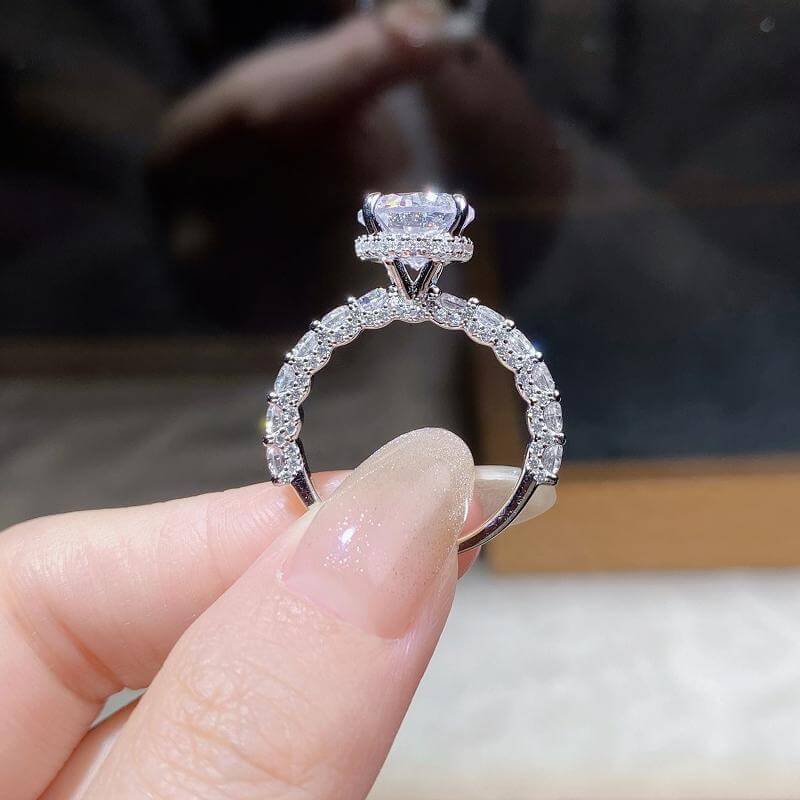Solarii Moissanite 3.0ct Round Cut 925 Sterling Silver Engagement Ring