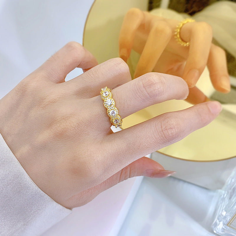 925 Sterling Silver Round Cut Halo Design Eternity Wedding Ring