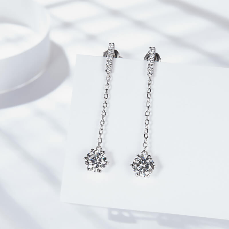 Solarii Moissanite Round Cut 925 Sterling Silver 1.0ct*2P Earrings