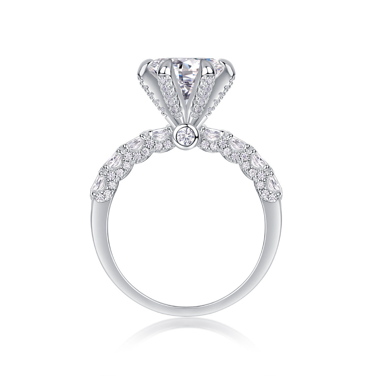 Solarii Moissanite Round Cut 925 Sterling Silver Engagement Ring