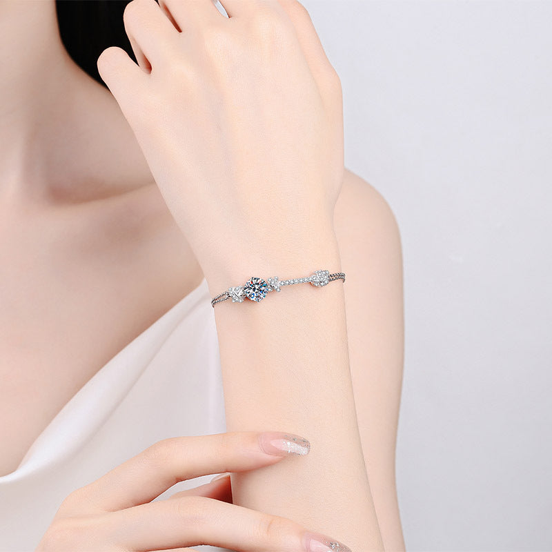 Solarii Moissanite Round Cut 925 Sterling Silver Bracelet
