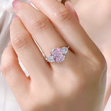 Dazzling Pink Stone Cushion Cut 4.0ct Engagement Ring In Sterling Silver