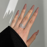925 Sterling Silver Multi Row Round Cut Spiral Wedding Ring