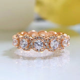 925 Sterling Silver Round Cut Halo Design Eternity Wedding Ring