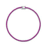 Round Cut Simulated Diamonds and Colored Gemstone Tennis Bracelet in Sterling Silver