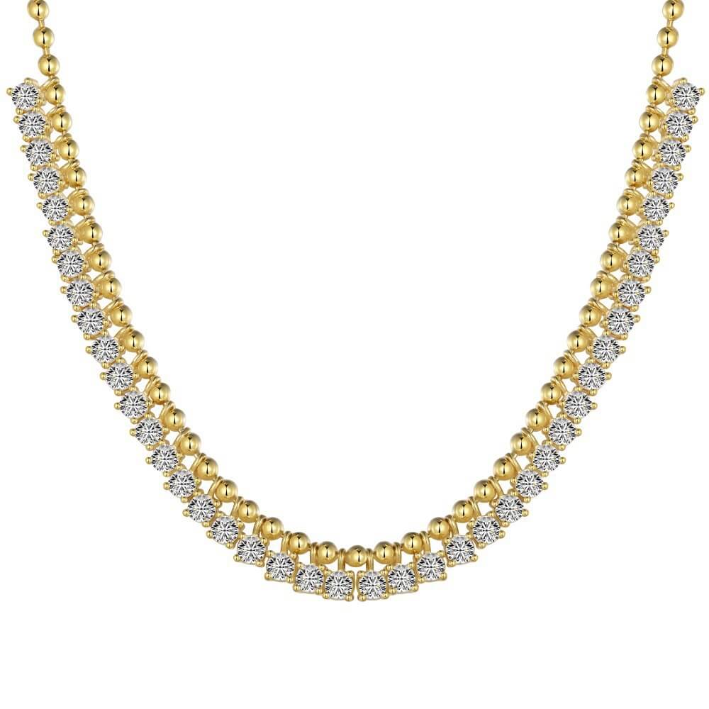 Double Layer Round Cut Necklace in 925 Sterling Silver