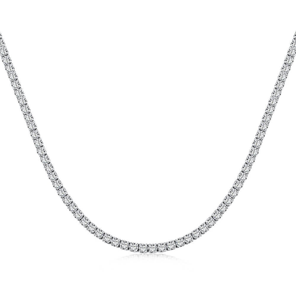 Classic Round Cut Tennis Sterling Silver Necklace