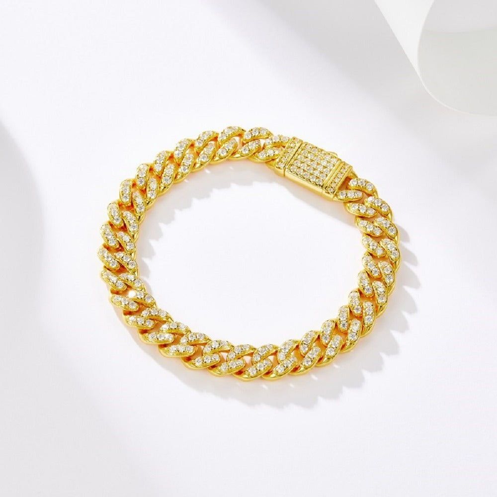 Solarii Moissanite Cuban Link Round Cut 925 Sterling Silver Bracelet