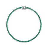 Round Cut Simulated Diamonds and Colored Gemstone Tennis Bracelet in Sterling Silver