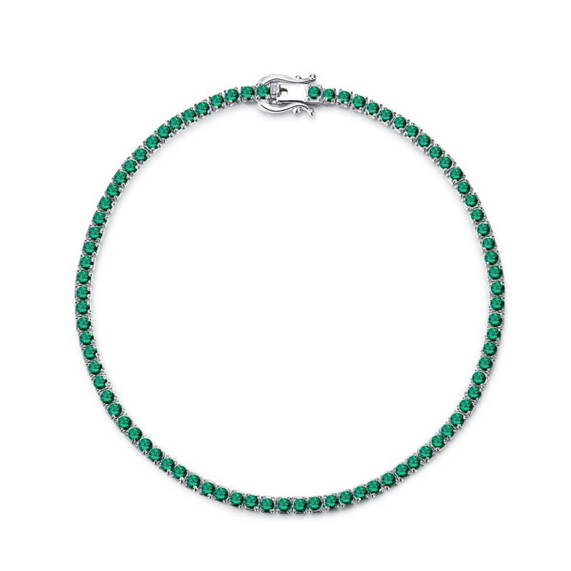 Round Cut Simulated Diamonds and Colored Gemstone Tennis Bracelet in Sterling Silver