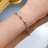 Silver Round Cut Sapphire and Simulated Diamonds Bracelet