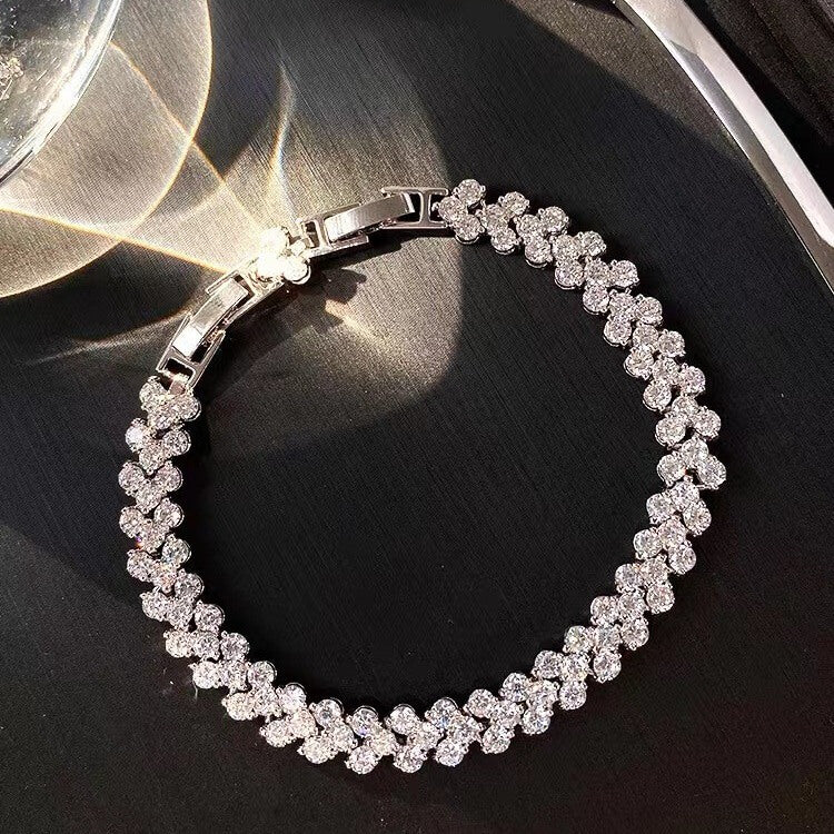 Solarii Moissanite 6.8ct Round Cut 925 Sterling Silver Bracelet