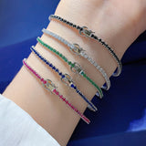 Round Cut Simulated Diamonds and Colored Gemstone Tennis Bracelet in Sterling Silver