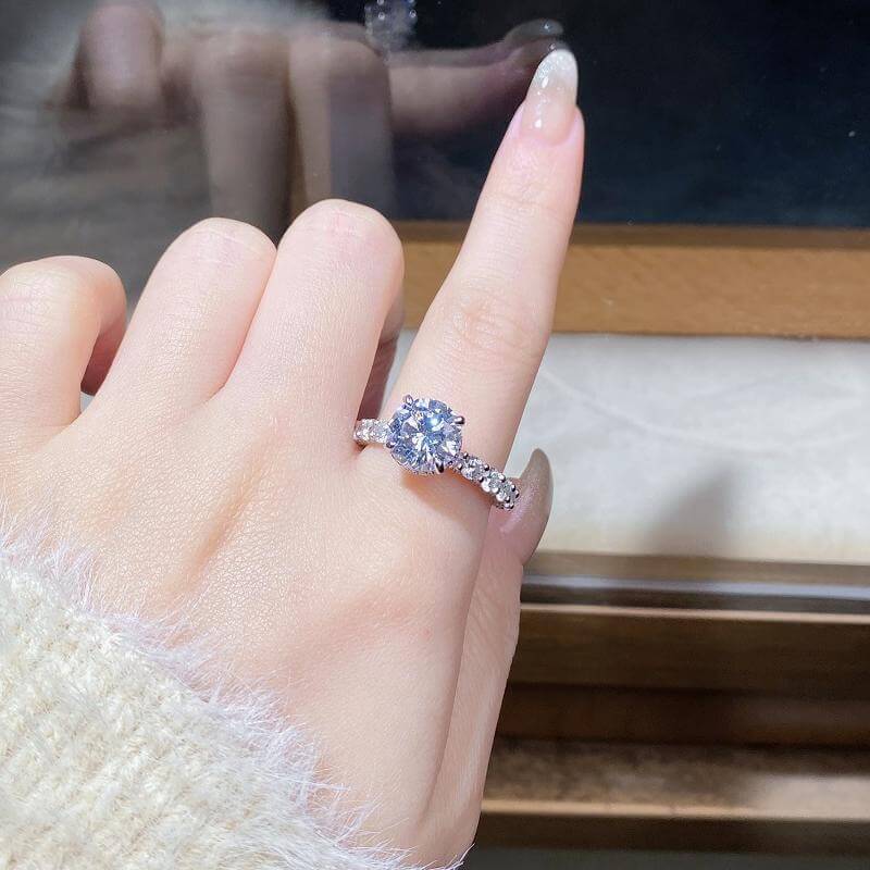 Solarii Moissanite 3.0ct Round Cut 925 Sterling Silver Engagement Ring