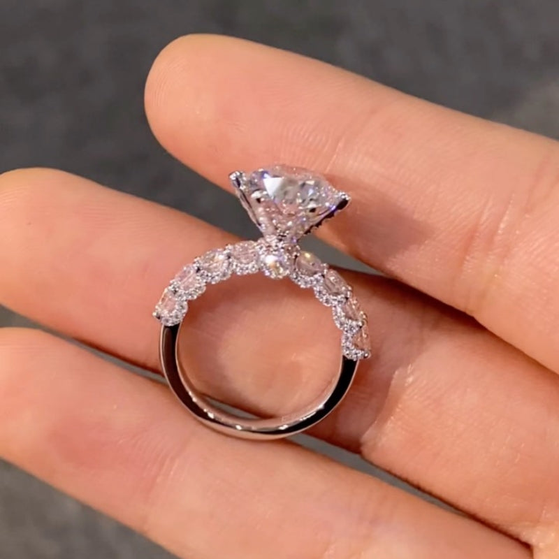Solarii Moissanite Round Cut 925 Sterling Silver Engagement Ring