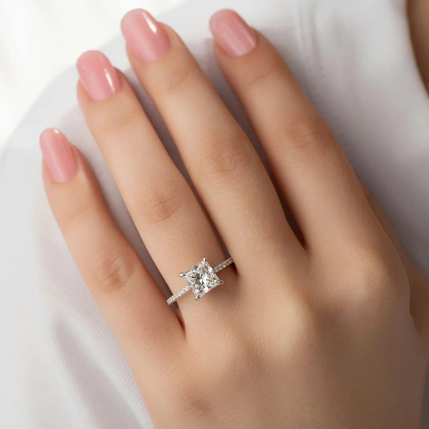 Solarii Moissanite Princess Cut 925 Sterling Sliver Engagement Ring