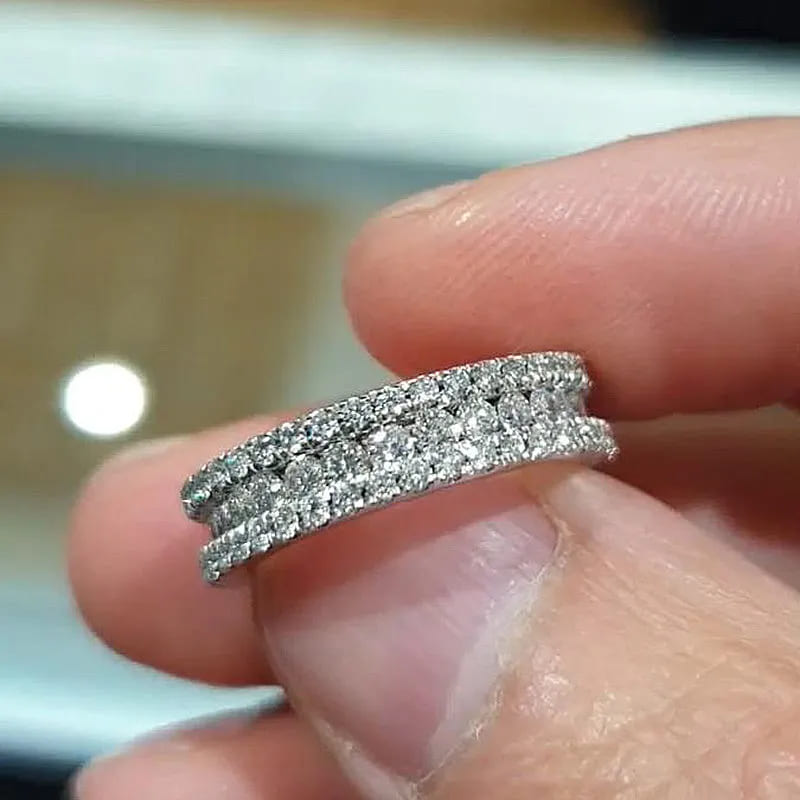 925 Sterling Silver Round Cut Wide Eternity Band