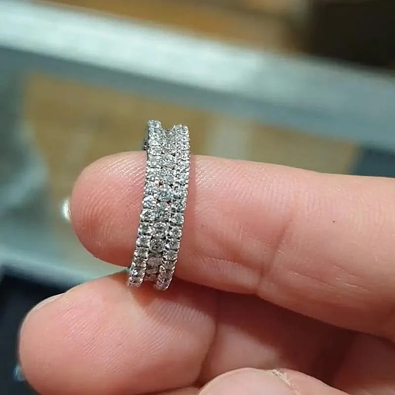 925 Sterling Silver Round Cut Wide Eternity Band
