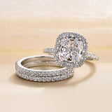 Elegant Halo Cushion Cut 3PC Wedding Set In Sterling Silver