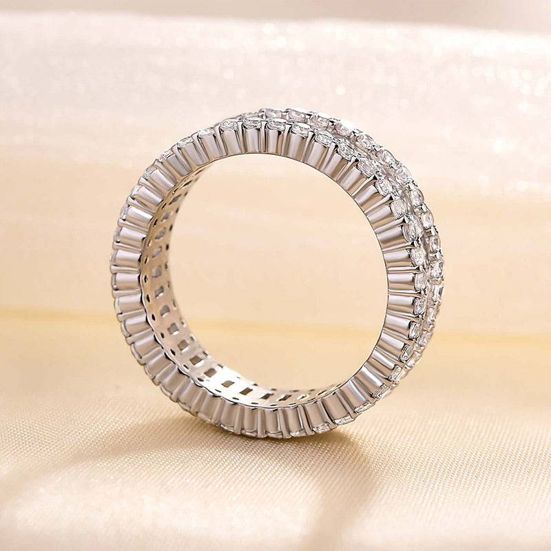 Gorgeous Emerald Cut Wedding Band In Sterling Silver