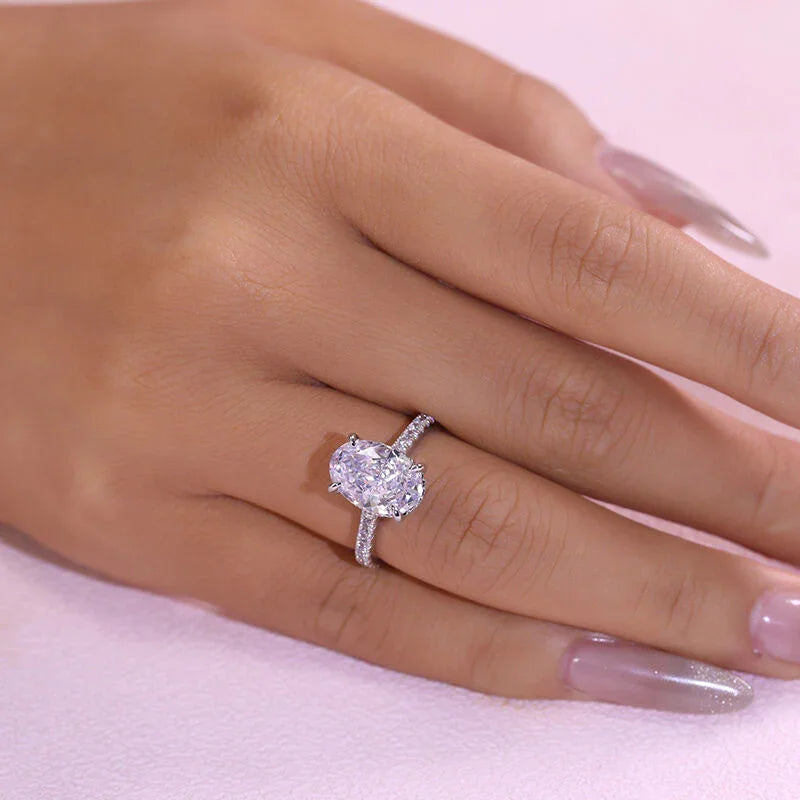 Solarii Moissanite Oval Cut 925 Sterling Silver Engagement Ring