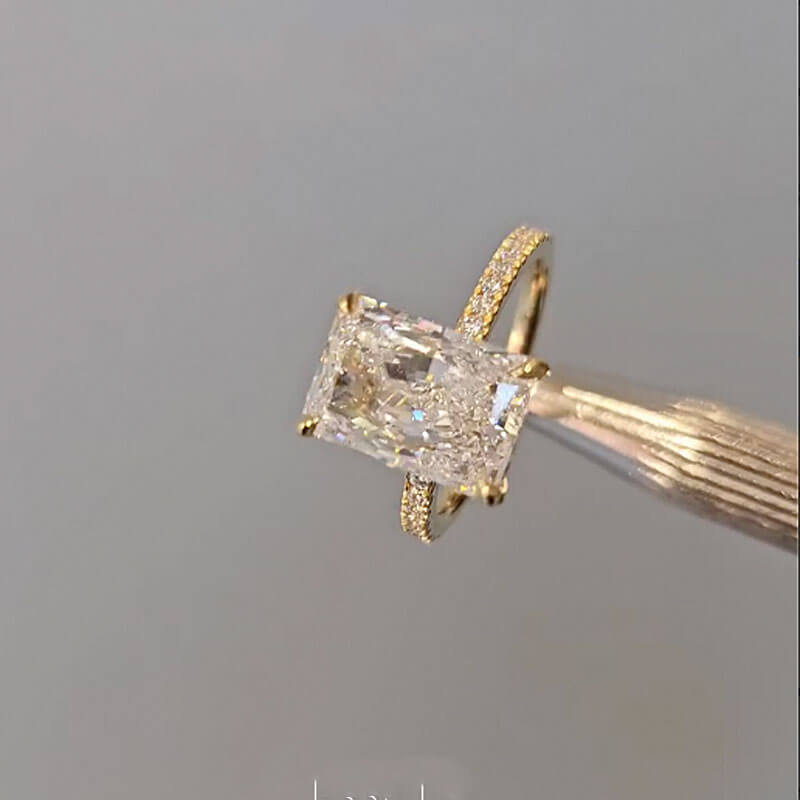 Radiant Cut White Stone White Gold Solitaire Ring