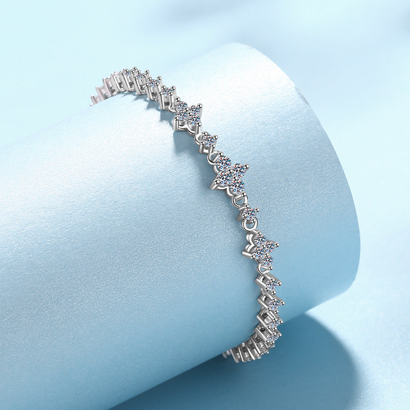 Solarii Moissanite 1.38ct Round Cut 925 Sterling Silver Bracelet