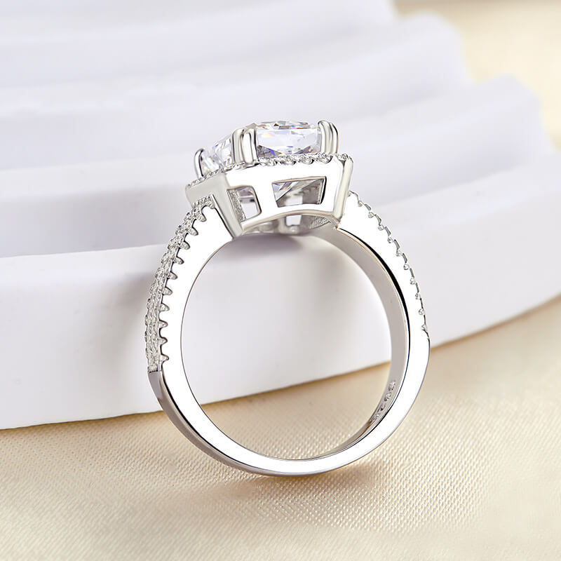 Radiant Cut White Stone White Gold Pave Ring
