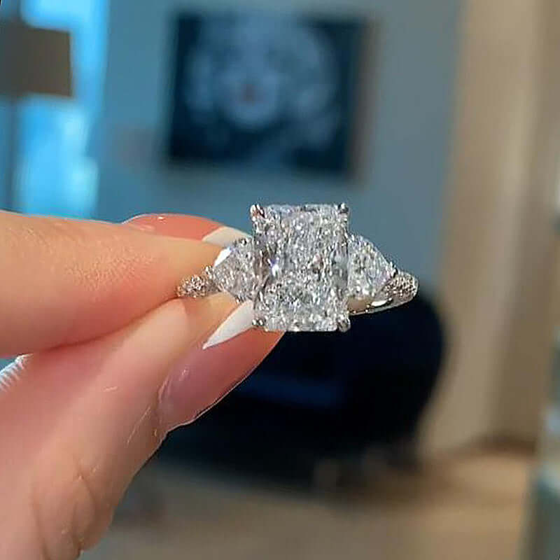 Honorable Radiant Cut & Heart Cut Wedding Set In Sterling Silver
