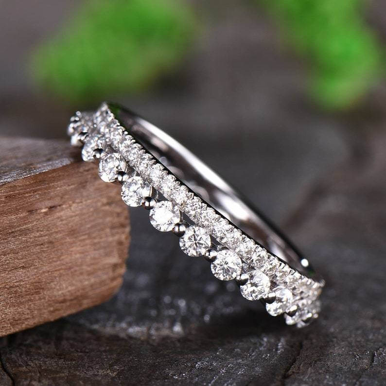 Classic Round Cut Eternity Wedding Band In 925 Sterling Silver