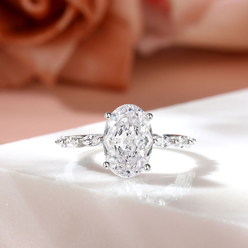 Solarii Moissanite 2.0ct Oval Cut 925 Sterling Silver Engagement Ring