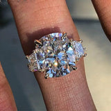 Gorgeous Cushion Cut 5.0ct Three Stone Engagement Ring In Sterling Silver