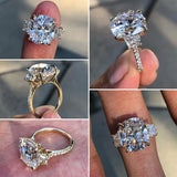 Gorgeous Cushion Cut 5.0ct Three Stone Engagement Ring In Sterling Silver