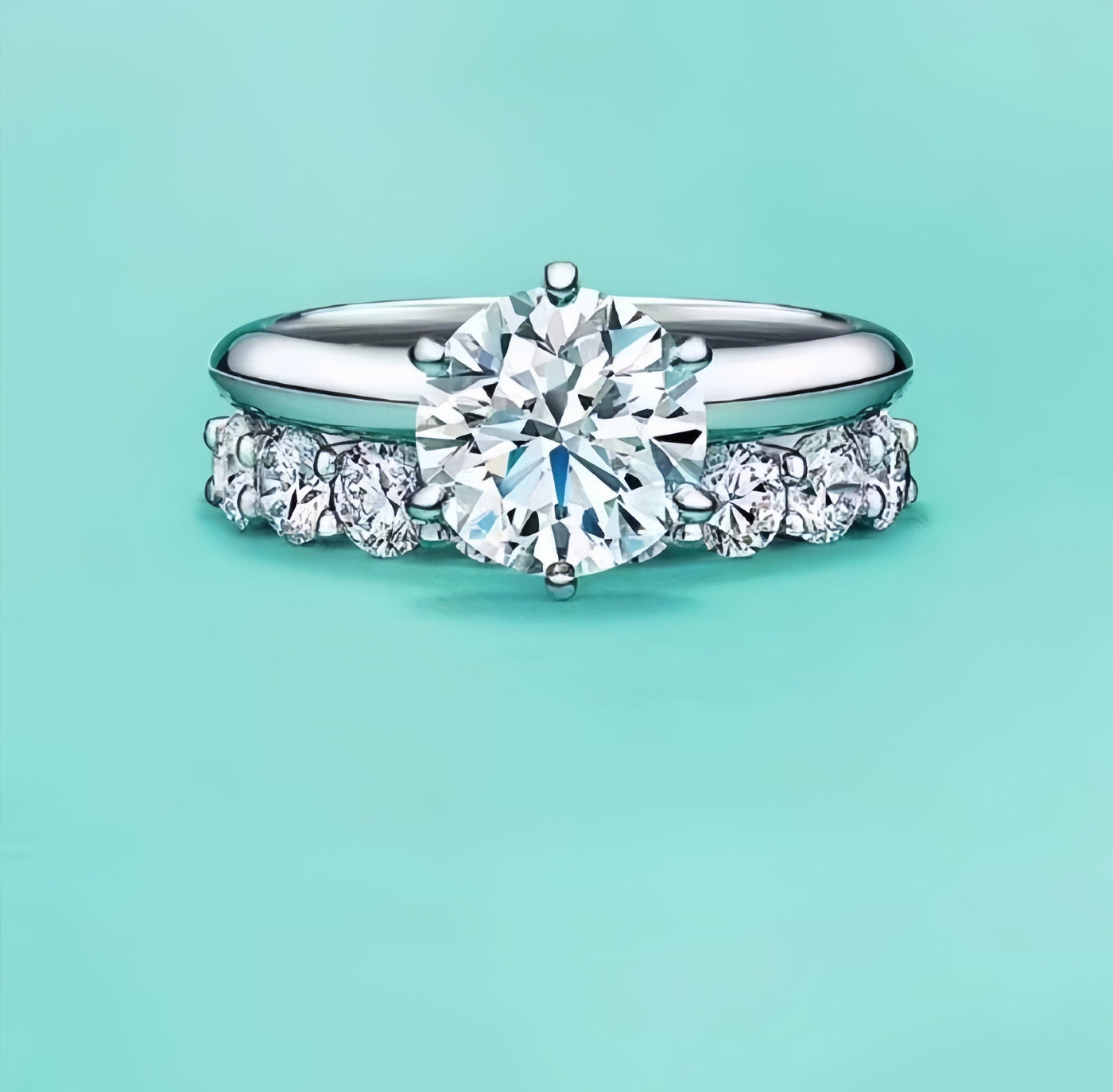 Solarii Moissanite 2.7ct Round Cut 925 Sterling Silver Wedding Ring Set
