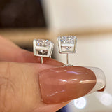 Brilliant Cushion Cut Stud Earrings In Sterling Sliver