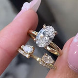 Solarii Unique Oval Cut Insert Ring Set For Women In Sterling Silver