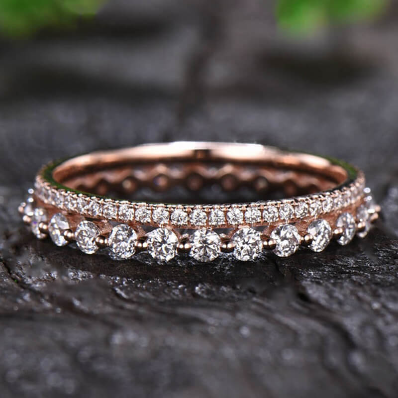 Classic Round Cut Eternity Wedding Band In 925 Sterling Silver