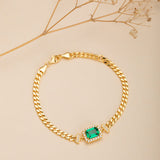 Polished Emerald Cut Bracelet for Emerald Green Women