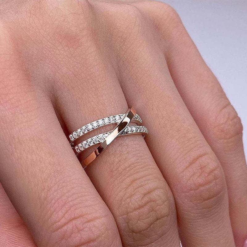 Modern Crossover Design Wedding Band In 925 Sterling Silver