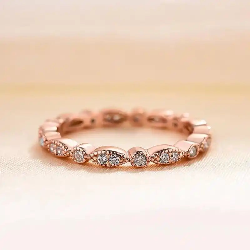 Solarii Vintage Full Eternity Art Deco Stacking Wedding Ring In 925 Sterling Silver