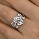 Refined Round Cut 2.5ct Insert Ring 925 Sterling Silver Wedding Ring Set