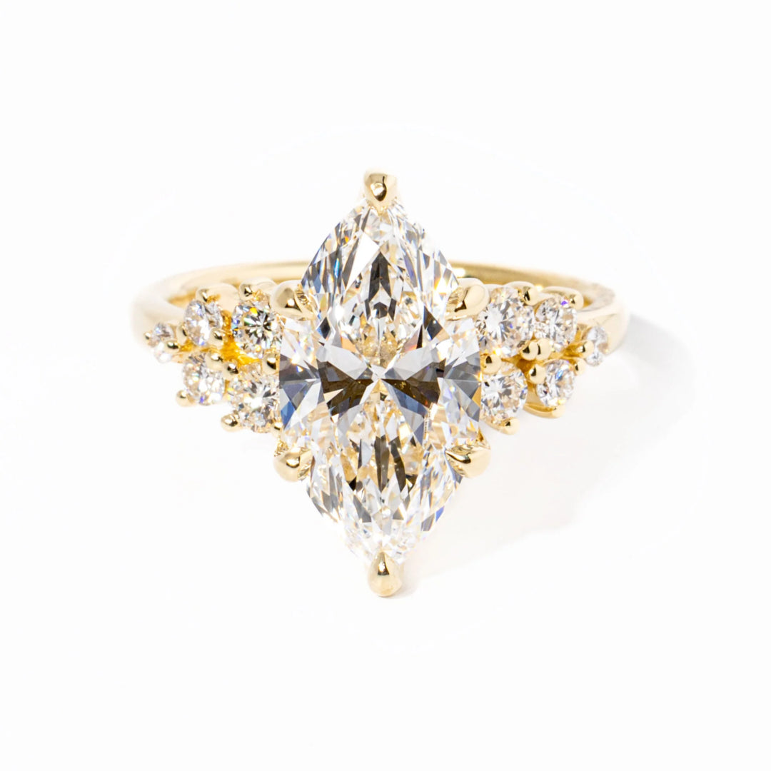 Shiny Marquise Cut 3.0 Ct Side Stone 925 Sterling Silver Wedding Ring Set