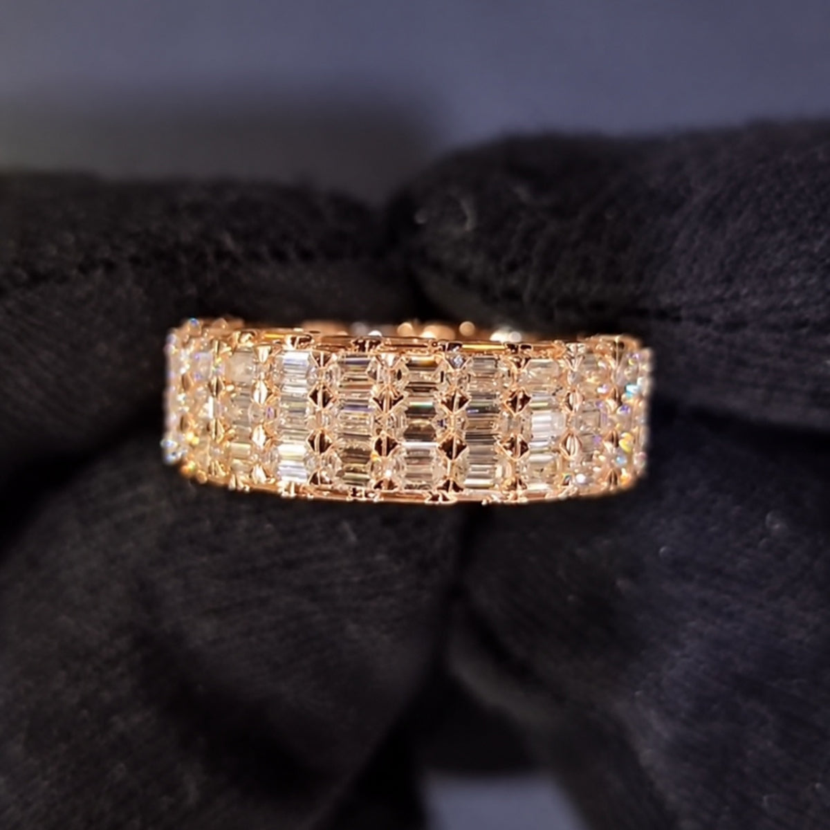 Multi-Row Emerald Cut Wide Statement Band