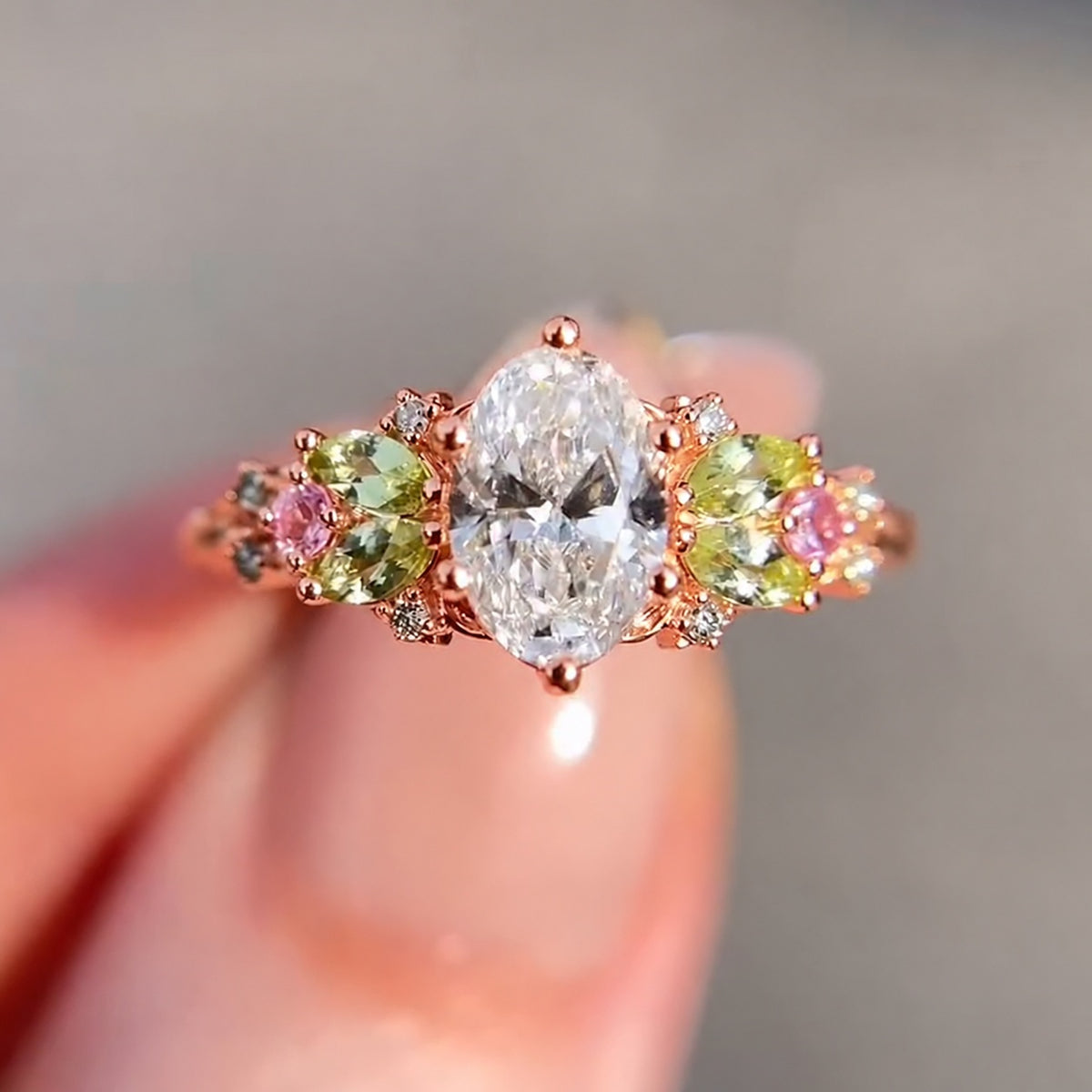 Enchanted 2.0ct Oval Cut Multi-Color Gemstone Cluster Ring