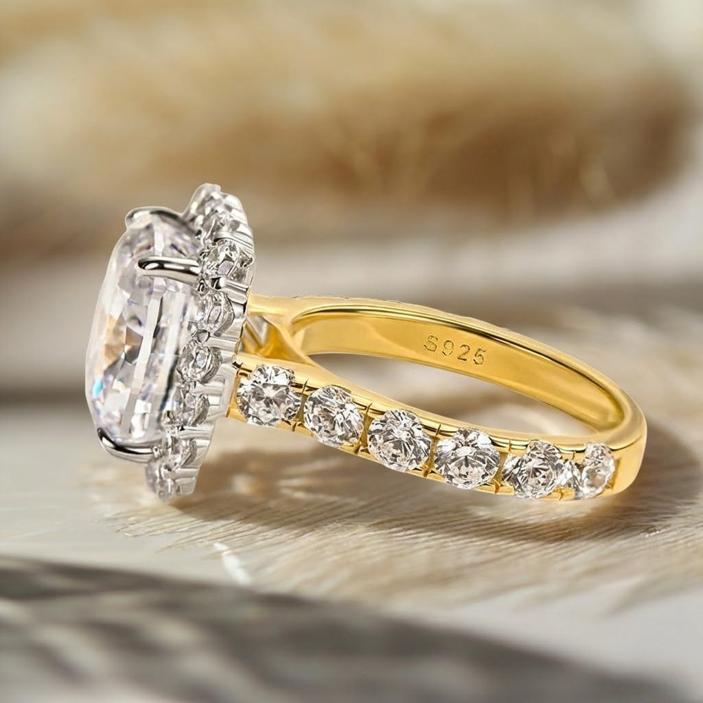 Cushion Cut 6.0ct Sterling Silver Halo Engagement Ring