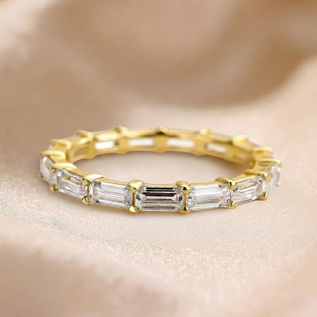 Solarii Emerald Cut Wedding Ring In 925 Sterling Silver