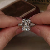 Sparkling 5.0ct Radiant Cut 925 Sterling Silver Engagement Ring