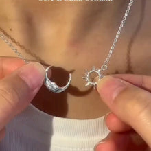 Celestial Sun and Moon Interlocking Pendant Necklace in Sterling Silver